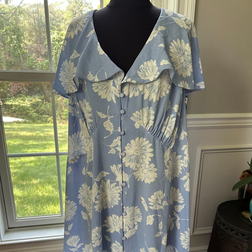 Asos Design Pale Blue/White Floral Dress ~ Women's Size 26